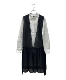 BURBERRY（バーバリー）の古着「ドッキングシャツワンピース」｜ホワイト×ブラック