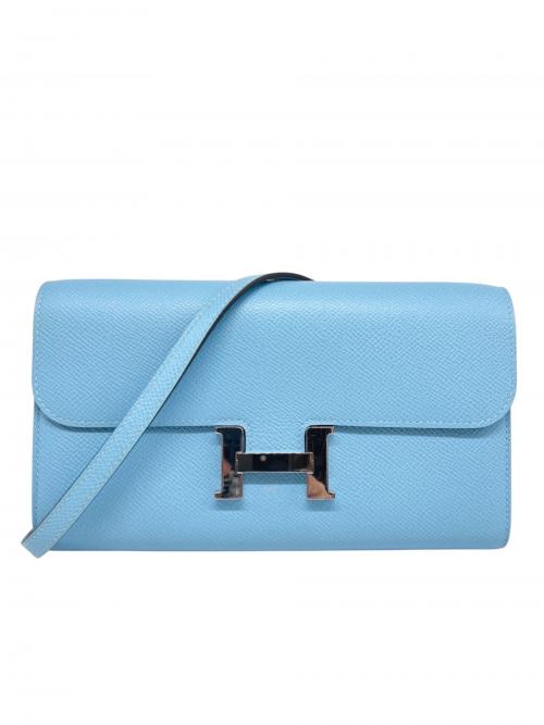 HERMES（エルメス）HERMES (エルメス) Constance Long To Go Wallet コンスタンス ロングトゥーゴー/ヴォーエプソン/スカイブルー/シルバー金具/W刻印:2024年製 スカイブルーの古着・服飾アイテム