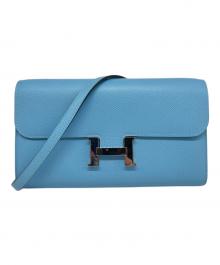 HERMES（エルメス）の古着「Constance Long To Go Wallet コンスタンス ロングトゥーゴー/ヴォーエプソン/スカイブルー/シルバー金具/W刻印:2024年製」｜スカイブルー