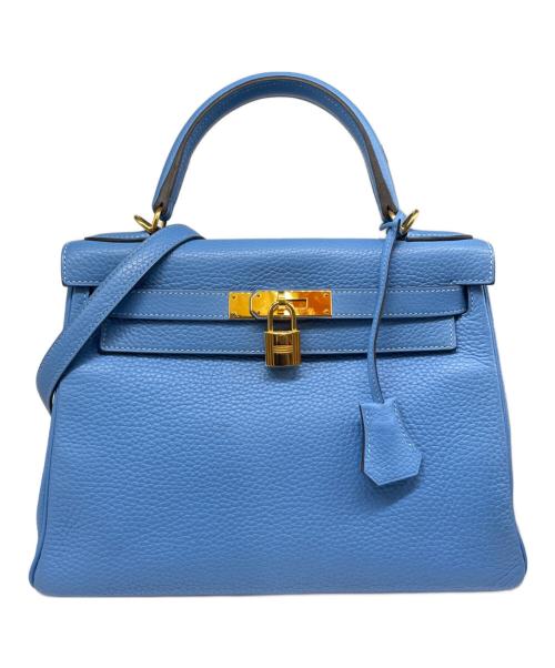 HERMES（エルメス）HERMES (エルメス) ケリー28 外縫い/ゴールド金具/スカイブルー/□R刻印:2014年製 スカイブルー サイズ:28の古着・服飾アイテム