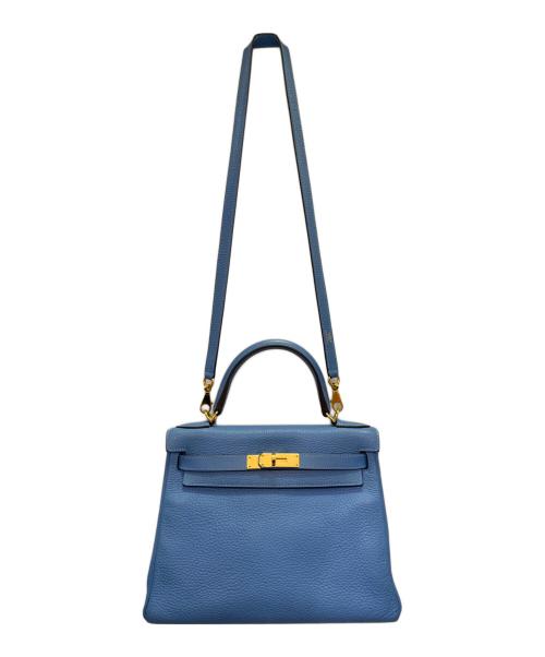 HERMES（エルメス）HERMES (エルメス) ケリー28 外縫い/ゴールド金具/スカイブルー/□R刻印:2014年製 スカイブルー サイズ:28の古着・服飾アイテム