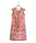 Reneルネ）の古着「Summer Tweed Dress サマーツイードワンピース」｜オレンジ×ピンク