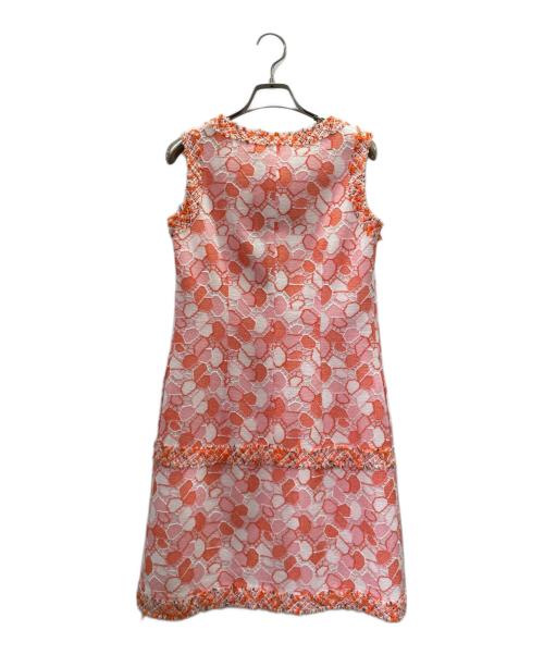 Rene（ルネ）Rene (ルネ) Summer Tweed Dress サマーツイードワンピース オレンジ×ピンク サイズ:34の古着・服飾アイテム