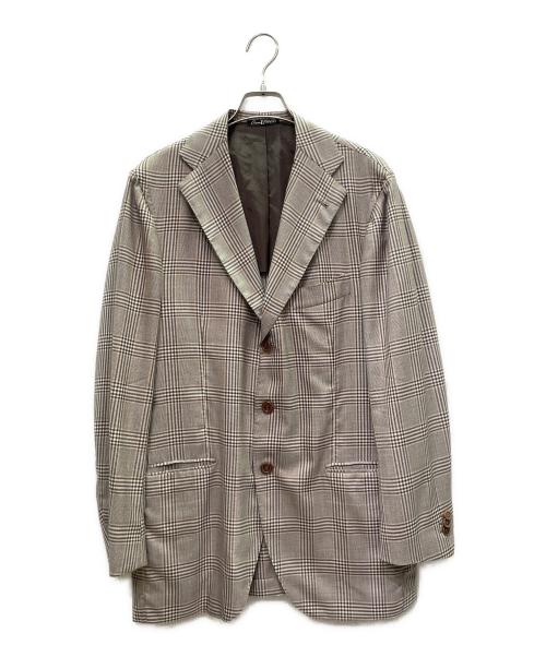 ORAZIO LUCIANO（オラッツィオルチアーノ）ORAZIO LUCIANO (オラッツィオルチアーノ) Cashmere Check Unconstructed Jacket カシミヤチェックアンコンジャケット ベージュ サイズ:52の古着・服飾アイテム