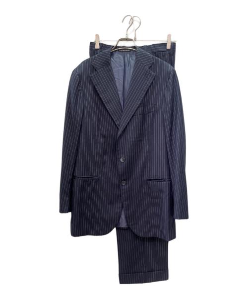 La Vera Sartoria Napoletana（ラ ヴェラ サルトリア ナポレターナ）La Vera Sartoria Napoletana (ラ ヴェラ サルトリア ナポレターナ) ストライプ セットアップスーツ ネイビー サイズ:48の古着・服飾アイテム