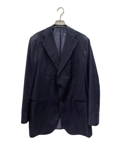 La Vera Sartoria Napoletana（ラ ヴェラ サルトリア ナポレターナ）La Vera Sartoria Napoletana (ラ ヴェラ サルトリア ナポレターナ) ストライプ セットアップスーツ ネイビー サイズ:48の古着・服飾アイテム