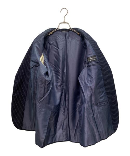 La Vera Sartoria Napoletana（ラ ヴェラ サルトリア ナポレターナ）La Vera Sartoria Napoletana (ラ ヴェラ サルトリア ナポレターナ) ストライプ セットアップスーツ ネイビー サイズ:48の古着・服飾アイテム