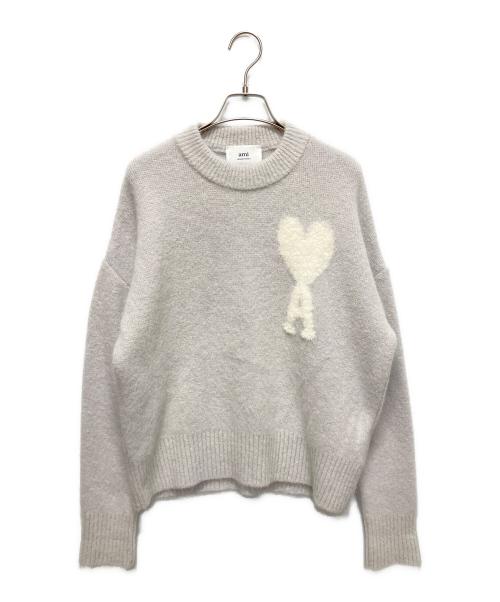 ami（アミ）ami (アミ) ロゴモチーフニット パープル サイズ:XSの古着・服飾アイテム