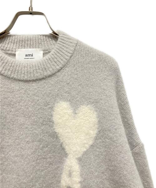 ami（アミ）ami (アミ) ロゴモチーフニット パープル サイズ:XSの古着・服飾アイテム
