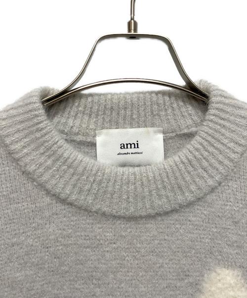 ami（アミ）ami (アミ) ロゴモチーフニット パープル サイズ:XSの古着・服飾アイテム