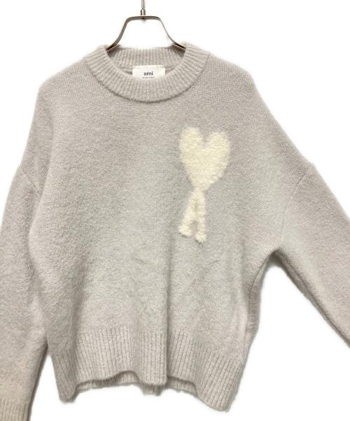 ami（アミ）ami (アミ) ロゴモチーフニット パープル サイズ:XSの古着・服飾アイテム