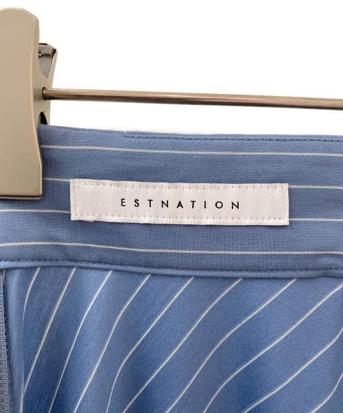 ESTNATION（エストネーション）ESTNATION (エストネーション) タイプライターストライプフレアスカート スカイブルー サイズ:34の古着・服飾アイテム