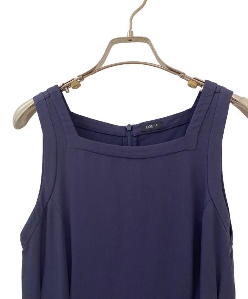LOEFF（ロエフ）LOEFF (ロエフ) アセテート ギャバ スクエアネック ワンピース ネイビーの古着・服飾アイテム