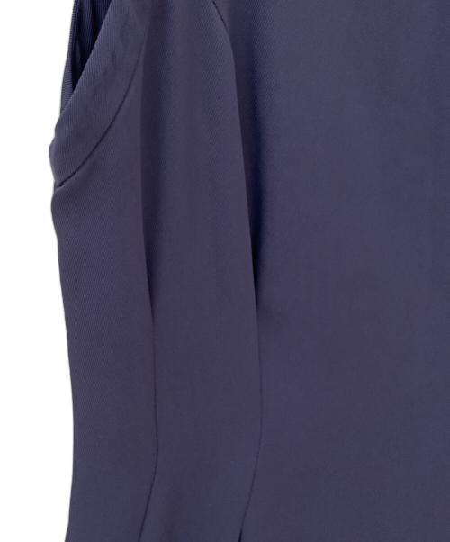 LOEFF（ロエフ）LOEFF (ロエフ) アセテート ギャバ スクエアネック ワンピース ネイビーの古着・服飾アイテム