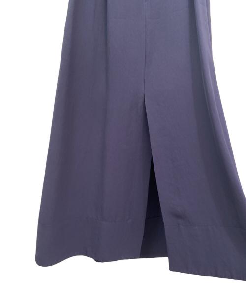 LOEFF（ロエフ）LOEFF (ロエフ) アセテート ギャバ スクエアネック ワンピース ネイビーの古着・服飾アイテム