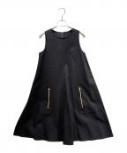 ESTNATIONエストネーション）の古着「Linen-Blend Sleeveless Dress with Zip Pockets/リネンブレンド ノースリーブ ZIPポケット ワンピース/21-109-11-050408」｜ブラック