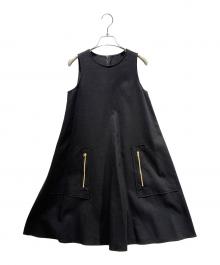 ESTNATION（エストネーション）の古着「Linen-Blend Sleeveless Dress with Zip Pockets/リネンブレンド ノースリーブ ZIPポケット ワンピース/21-109-11-050408」｜ブラック