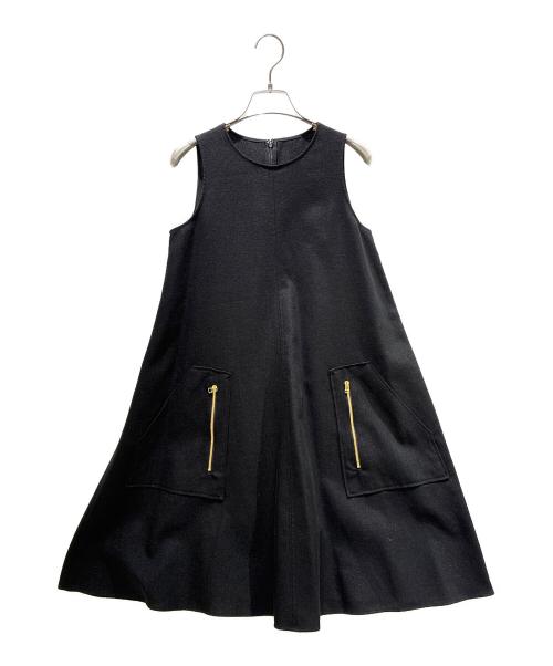 ESTNATION（エストネーション）ESTNATION Linen-Blend Sleeveless Dress with Zip Pockets/リネンブレンド ノースリーブ ZIPポケット ワンピース/21-109-11-050408 ブラック サイズ:36の古着・服飾アイテム