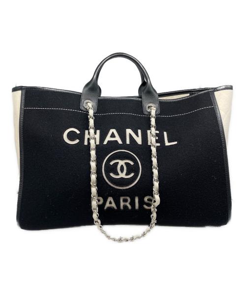 CHANEL（シャネル）CHANEL (シャネル) ドーヴィル GM/Deauville GM Tote Bag アイボリー×ブラック サイズ:GMの古着・服飾アイテム