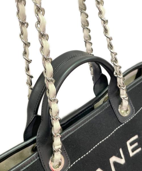CHANEL（シャネル）CHANEL (シャネル) ドーヴィル GM/Deauville GM Tote Bag アイボリー×ブラック サイズ:GMの古着・服飾アイテム