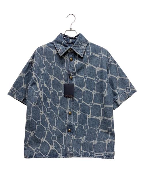 LOUIS VUITTON（ルイ ヴィトン）LOUIS VUITTON (ルイ ヴィトン) モノグラム プリント ショートスリーブ デニム半袖シャツ ブルー サイズ:Sの古着・服飾アイテム