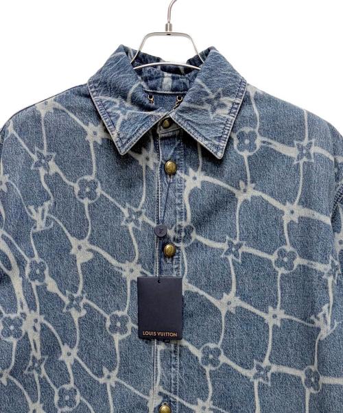 LOUIS VUITTON（ルイ ヴィトン）LOUIS VUITTON (ルイ ヴィトン) モノグラム プリント ショートスリーブ デニム半袖シャツ ブルー サイズ:Sの古着・服飾アイテム