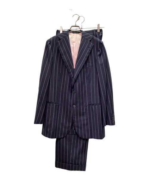 La Vera Sartoria Napoletana（ラ ヴェラ サルトリア ナポレターナ）La Vera Sartoria Napoletana (ラ ヴェラ サルトリア ナポレターナ) ピンストライプ シングルブレスト セットアップ ネイビー×ピンク サイズ:52の古着・服飾アイテム