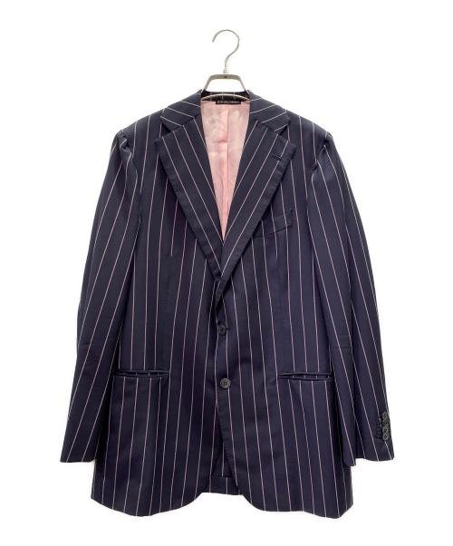 La Vera Sartoria Napoletana（ラ ヴェラ サルトリア ナポレターナ）La Vera Sartoria Napoletana (ラ ヴェラ サルトリア ナポレターナ) ピンストライプ シングルブレスト セットアップ ネイビー×ピンク サイズ:52の古着・服飾アイテム