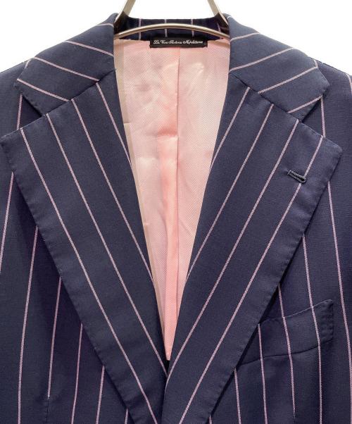 La Vera Sartoria Napoletana（ラ ヴェラ サルトリア ナポレターナ）La Vera Sartoria Napoletana (ラ ヴェラ サルトリア ナポレターナ) ピンストライプ シングルブレスト セットアップ ネイビー×ピンク サイズ:52の古着・服飾アイテム