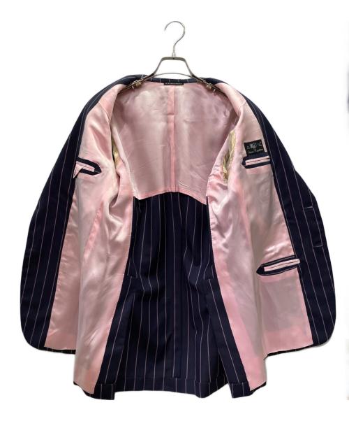 La Vera Sartoria Napoletana（ラ ヴェラ サルトリア ナポレターナ）La Vera Sartoria Napoletana (ラ ヴェラ サルトリア ナポレターナ) ピンストライプ シングルブレスト セットアップ ネイビー×ピンク サイズ:52の古着・服飾アイテム