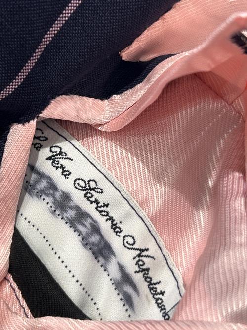 La Vera Sartoria Napoletana（ラ ヴェラ サルトリア ナポレターナ）La Vera Sartoria Napoletana (ラ ヴェラ サルトリア ナポレターナ) ピンストライプ シングルブレスト セットアップ ネイビー×ピンク サイズ:52の古着・服飾アイテム