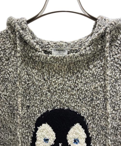 CHANEL（シャネル）CHANEL (シャネル) シルク×カシミヤ混 07AW ペンギン ニットパーカー/ グレー サイズ:40の古着・服飾アイテム