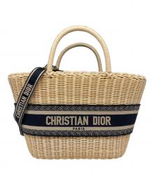 Christian Dior（クリスチャン ディオール）の古着「Oblique Panier Chapeau Basket Bag オブリーク パニエ シャポー カゴバッグ 」｜ベージュ×ネイビー
