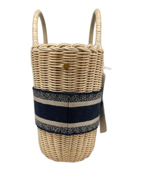 Christian Dior（クリスチャン ディオール）Christian Dior (クリスチャン ディオール) Oblique Panier Chapeau Basket Bag オブリーク パニエ シャポー カゴバッグ  ベージュ×ネイビーの古着・服飾アイテム