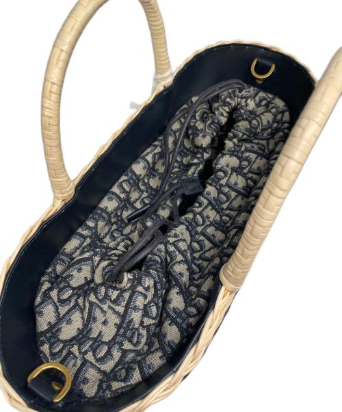 Christian Dior（クリスチャン ディオール）Christian Dior (クリスチャン ディオール) Oblique Panier Chapeau Basket Bag オブリーク パニエ シャポー カゴバッグ  ベージュ×ネイビーの古着・服飾アイテム