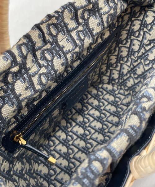Christian Dior（クリスチャン ディオール）Christian Dior (クリスチャン ディオール) Oblique Panier Chapeau Basket Bag オブリーク パニエ シャポー カゴバッグ  ベージュ×ネイビーの古着・服飾アイテム