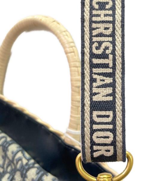 Christian Dior（クリスチャン ディオール）Christian Dior (クリスチャン ディオール) Oblique Panier Chapeau Basket Bag オブリーク パニエ シャポー カゴバッグ  ベージュ×ネイビーの古着・服飾アイテム