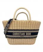 Christian Diorクリスチャン ディオール）の古着「Oblique Panier Chapeau Basket Bag オブリーク パニエ シャポー カゴバッグ 」｜ベージュ×ネイビー