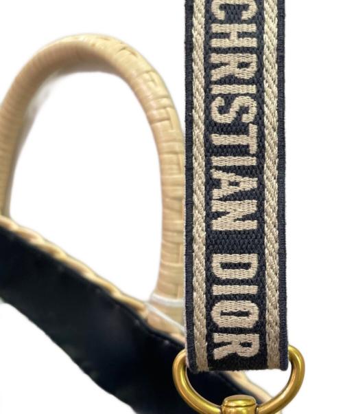Christian Dior（クリスチャン ディオール）Christian Dior (クリスチャン ディオール) Oblique Panier Chapeau Basket Bag オブリーク パニエ シャポー カゴバッグ  ベージュ×ネイビーの古着・服飾アイテム