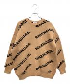 BALENCIAGAバレンシアガ）の古着「オールオーバーロゴニット」｜ベージュ