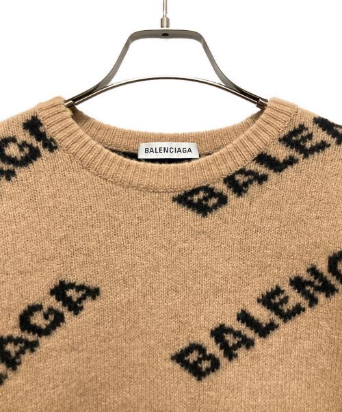 BALENCIAGA（バレンシアガ）BALENCIAGA (バレンシアガ) オールオーバーロゴニット ベージュ サイズ:Sの古着・服飾アイテム