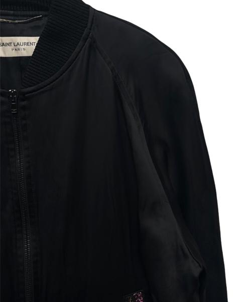 Saint Laurent Paris（サンローランパリ）Saint Laurent Paris (サンローランパリ) Beaded Teddy Jacket ブラック サイズ:46の古着・服飾アイテム