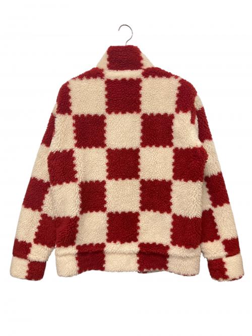 LOUIS VUITTON（ルイ ヴィトン）LOUIS VUITTON (ルイ ヴィトン) ALL OVER DAMIER FLEECE BLOUSON レッド×ホワイト サイズ:Mの古着・服飾アイテム