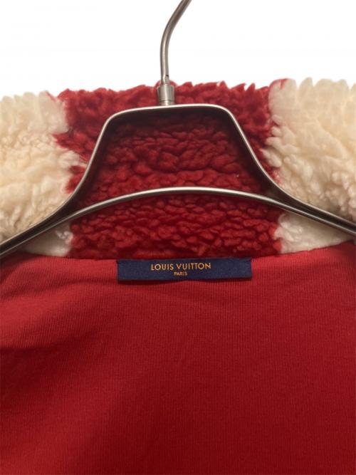 LOUIS VUITTON（ルイ ヴィトン）LOUIS VUITTON (ルイ ヴィトン) ALL OVER DAMIER FLEECE BLOUSON レッド×ホワイト サイズ:Mの古着・服飾アイテム