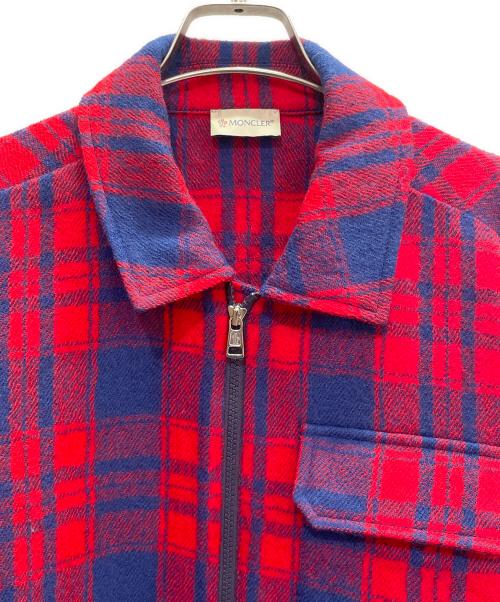 MONCLER（モンクレール）MONCLER (モンクレール) 23AW CAMICIA Zip Up Wool Jacket CAMICIA ジップアップウールジャケット/I20912F00005 レッド×ネイビー サイズ:Mの古着・服飾アイテム