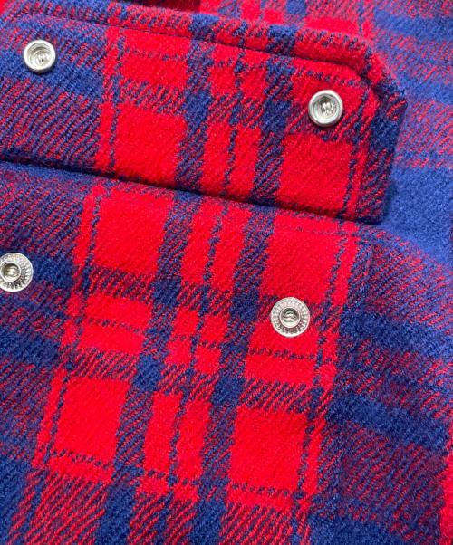 MONCLER（モンクレール）MONCLER (モンクレール) 23AW CAMICIA Zip Up Wool Jacket CAMICIA ジップアップウールジャケット/I20912F00005 レッド×ネイビー サイズ:Mの古着・服飾アイテム
