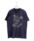 LOUIS VUITTONルイ ヴィトン）の古着「20AW LV Flower Embroidered T-Shirt LVフラワー エンブロイダリー Tシャツ」｜ネイビー