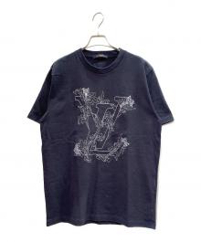 LOUIS VUITTON（ルイ ヴィトン）の古着「20AW LV Flower Embroidered T-Shirt LVフラワー エンブロイダリー Tシャツ」｜ネイビー