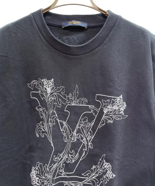 LOUIS VUITTON（ルイ ヴィトン）LOUIS VUITTON (ルイ ヴィトン) 20AW LV Flower Embroidered T-Shirt LVフラワー エンブロイダリー Tシャツ ネイビー サイズ:Mの古着・服飾アイテム