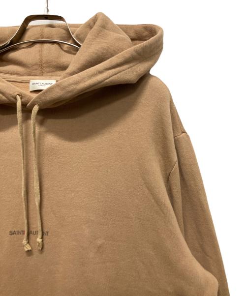 Saint Laurent Paris（サンローランパリ）Saint Laurent Paris (サンローランパリ) logo print hoodie キャメル サイズ:Lの古着・服飾アイテム